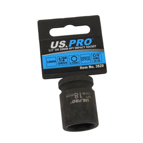 us pro US PRO Tools 18mm Impact Socket 1/2" Drive 6 Point Single Hex 3820