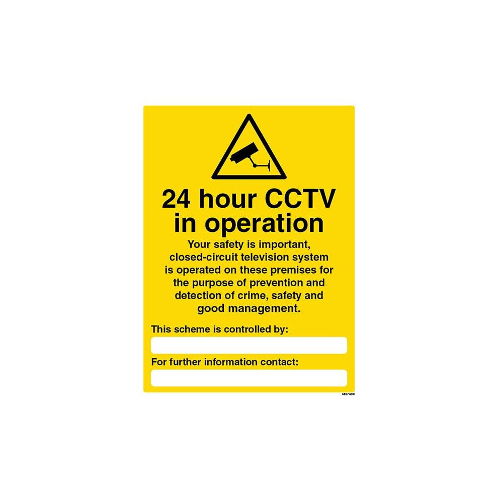 V Safety 24 Hour Cctv In Operation - Your Safety Is Important - Portrait 150 X 200Mm - 1Mm Rigid Plastic Safety Sign 5051226898198