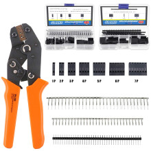 Glarks 486Pcs Wire Crimper Plier with Connector Set, SN-28B Ratchet Crimping Tool with 485Pcs 2.54mm 1 2 3 4 5 6 7 Pin Housing Connector Male Female