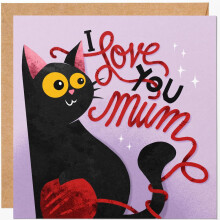 Cute Cat Mother's Day Card - I Love You Mum - Funny Mum Birthday or Valentine’s Card for Cat Lovers - Adorable Feline Greeting Card for Mothers Day