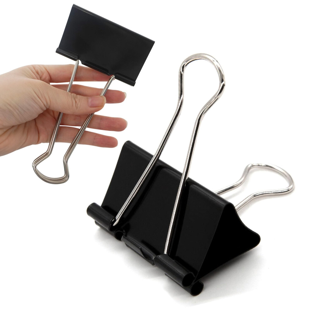 Bulldog Clips 75Mm Extra Large 6Pcs Paper Clips Heavy Duty Binder Giant Xl Clip 3Inch (Black) 5051226868634
