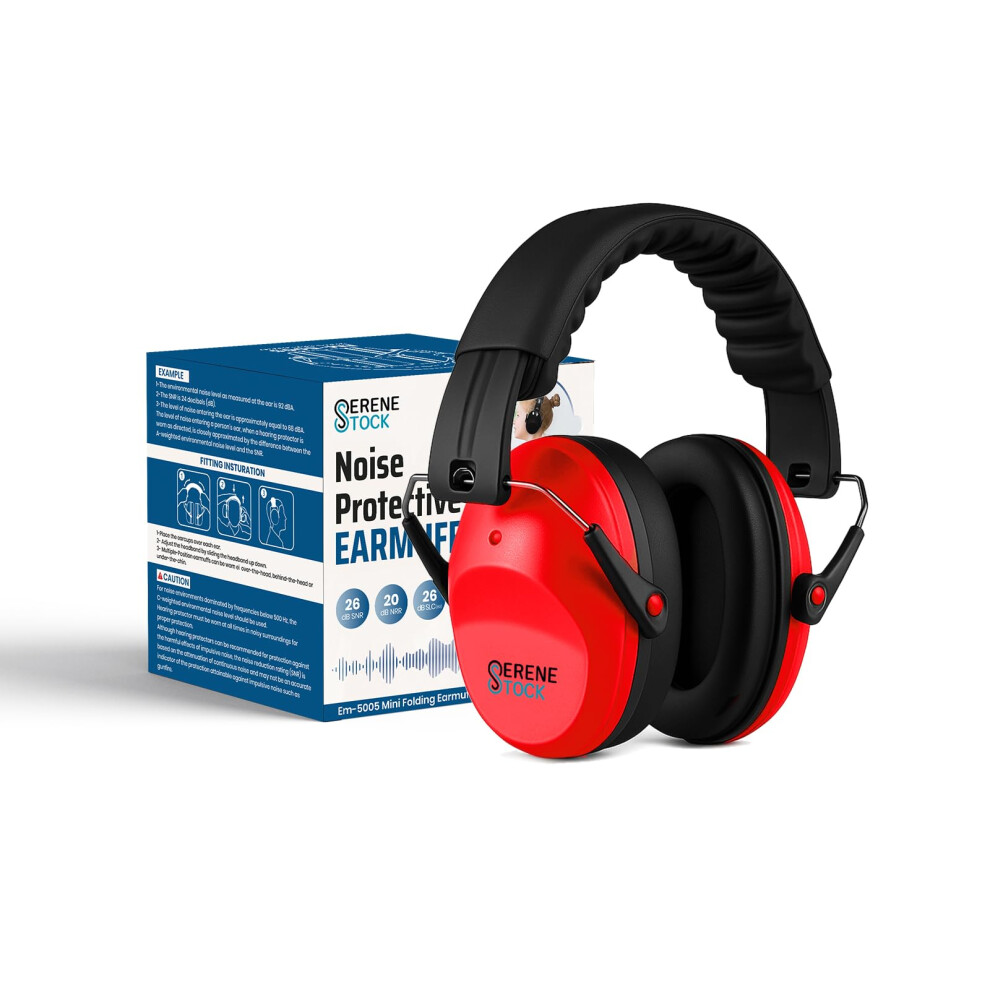 Serene Stock Kids Ear Defenders - 26Db Snr Ear Defenders - Sound Blocking Earmuffs Autism - Noise Cancelling Headphones Toddlers (Red) 5051226898365