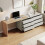 Expandable L-shape Desk Off-white/natural 6-drawer 1