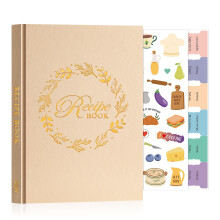 Lanpn A5 Blank Recipe Book Journal to Write in Your Own Recipes, Leather Cover Waterproof Empty Cooking Notebook for 70 Recipes