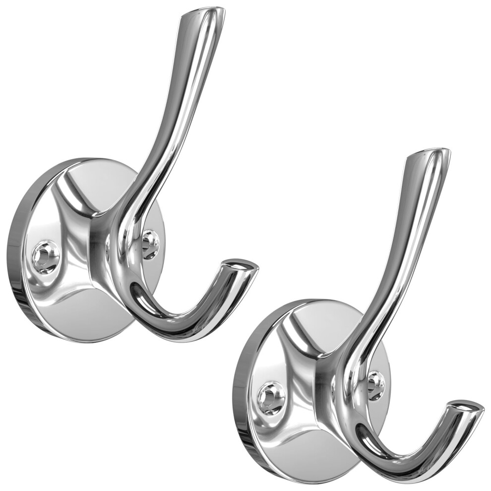 Yundoza 2 Pack Bathroom Towel Hooks, Screw In Door Hooks For Hanging Coat Robe Keys Clothes Bags(Chrome) 5003967609823