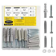 14 Sets Heavy Duty Masonry Brick Wall Fixing Screw Coach Screws and Wall Plugs Set,Hex Coach Bolts Anchor Masonry Screws Raw Plugs for Brick Wall TV