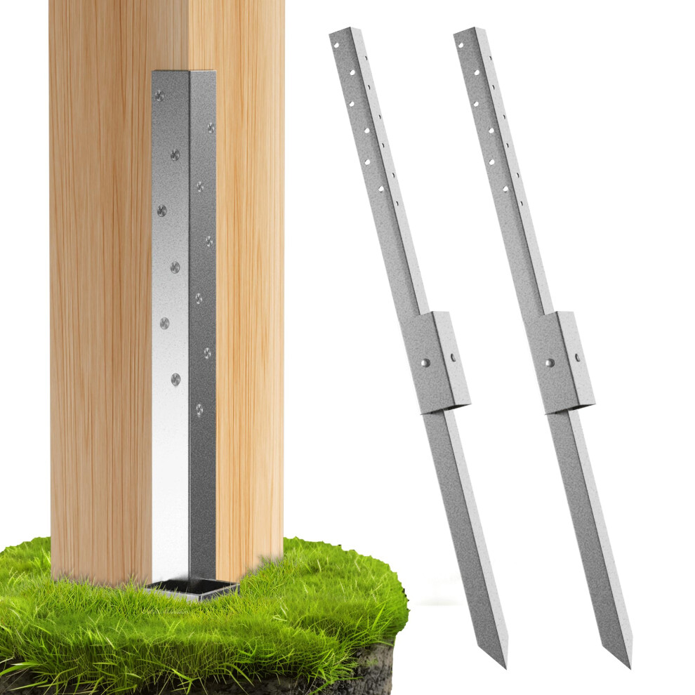 2 Pack Fence Post Repair Stakes - Repair Kit For Damaged Posts - Anchor For Stability - Spikes To Fix Broken Wood Fences 5051226963001