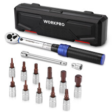 WORKPRO 1/4” Torque Wrench, 14-Piece Bike Torque Wrench Set 2-26 N.m, Torque Wrench Set with Dual Direction Adjustable 72 Teeth, Non-Slip Handle