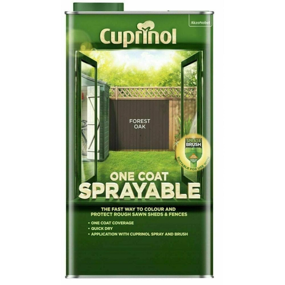 Cuprinol One Coat Sprayable Fence Treatment Copse 5 Litre, 5L,Cupnsftsc5l Silver