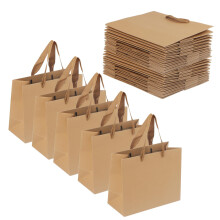 JOIKIT 20 PCS 22 x 18 x 10cm Brown Kraft Paper Gift Bags with Handles for Party Favor, Packaging, Retail