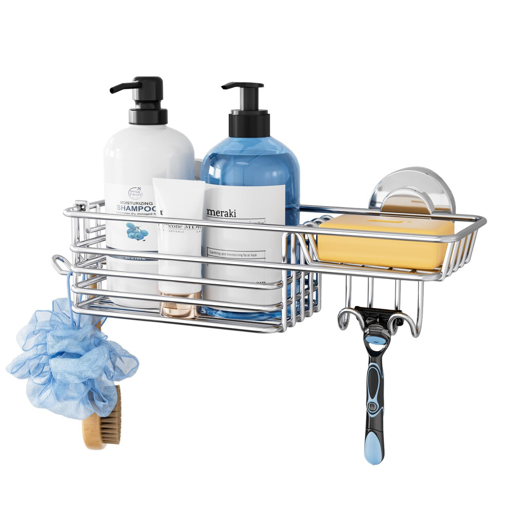 Taili Shower Caddy Suction Cup With Hooks & Soap Holder Heavy Duty Bathroom Shower Organizers Max Hold 10Kg Removable Bathroom For Shampoo Toiletries 5051226921117