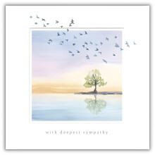 Woodmansterne Sympathy Card - Condolence Card with Watercolour Birds and Lake De