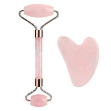 (Set of 2) Jade Roller Facial Gua Sha, jade roller massager, rose quartz Gua Sha Roller tools, jade roller set, natural body facial massager