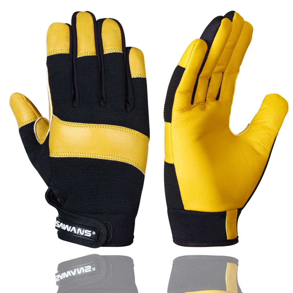 Sawans Leather Gardening Gloves Working For Women And Men Utility Dexterity Breathable Garden Work Safety Gloves Gardener Thorn Proof Heavy Duty 5051226987816
