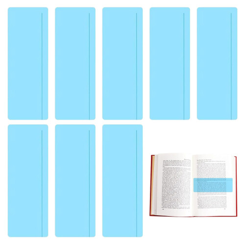 Blue Dyslexia Overlays,8PCS Guided Reading Strips,Reading Tracker Bookmark Reduce Visual Stress, for Dyslexia