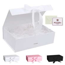 Gift Box, Luxury Magnetic Gift Box with Lid Ribbon Greeting Card Shredded Paper, Gift Packaging Box for Present Birthday Wedding Anniversary Festival