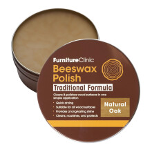 Furniture Clinic Natural Oak Coloured Beeswax Polish for Wood & Furniture - 200ml. Natural Finishing Wood Wax for All Types of Furniture & Wooden