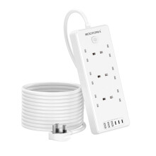 Extension Lead 5M with 6 USB Slots (3 USB C), 6 Way Surge Protection Extension Sockets with Switch