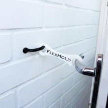 FlexHold 15cm Door Stay – 2 Pack – French & Patio Door Holders – Durable TPU Restraint with Stainless Steel Hooks, Screws & Wall Plugs
