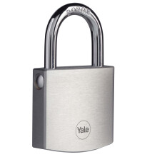 Yale - Y120B/50/127/1 High Security 50mm Brass Padlock with Chrome Finish - Open Boron Shackle - 3 Keys