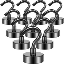 Grtard 10 Pack Black Magnetic Hooks, 22 lb+ Strong Neodymium Magnet Hook, Magnet with Hooks for Cruise, Bathroom, Kitchen, Workplace, Office, Garage