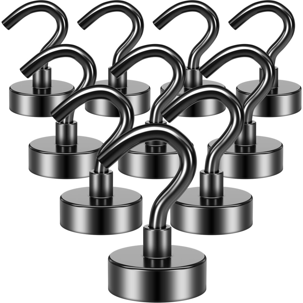 Grtard 10 Pack Black Magnetic Hooks, 22 Lb+ Strong Neodymium Magnet Hook, Magnet With Hooks For Cruise, Bathroom, Kitchen, Workplace, Office, Garage 5051226891878
