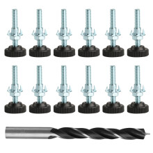 12 PcsAdjustable Furniture Feet M8x50 mm, Adjustable Levelling Feets, Heavy Duty Non-Slip Thread Height Adjustable Furniture Leveling Feet for Chair