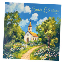 Easter Cards Pack of 8. Each pack contains 1 Easter Church Designs. Ecofriendly, recyclable, plastic free cards, envelopes and box. Blank Inside.