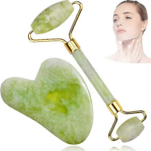Jade Roller Guasha Skin Care - Gua Sha, Derma Face Roller, Body Spa, Chin Eye Back Neck Foot Massager, Anti Aging, Relieve Acnes, Facial Exfoliating