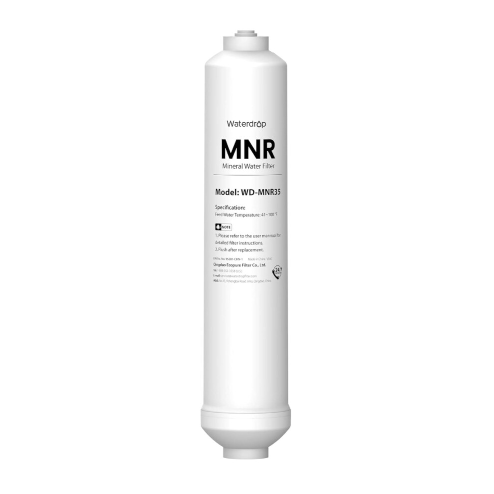 Waterdrop Remineralization Inline Water Filter, 1/4Â Quick Connect Post Filter For Ro Reverse Osmosis Filter System, Restore Essential Minerals (1) 5051226996290