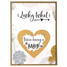 Joli Coon 5 Pregnancy announcement scratch cards - We're having a baby - Baby announcement scratch cards with envelope - Golden Glamour