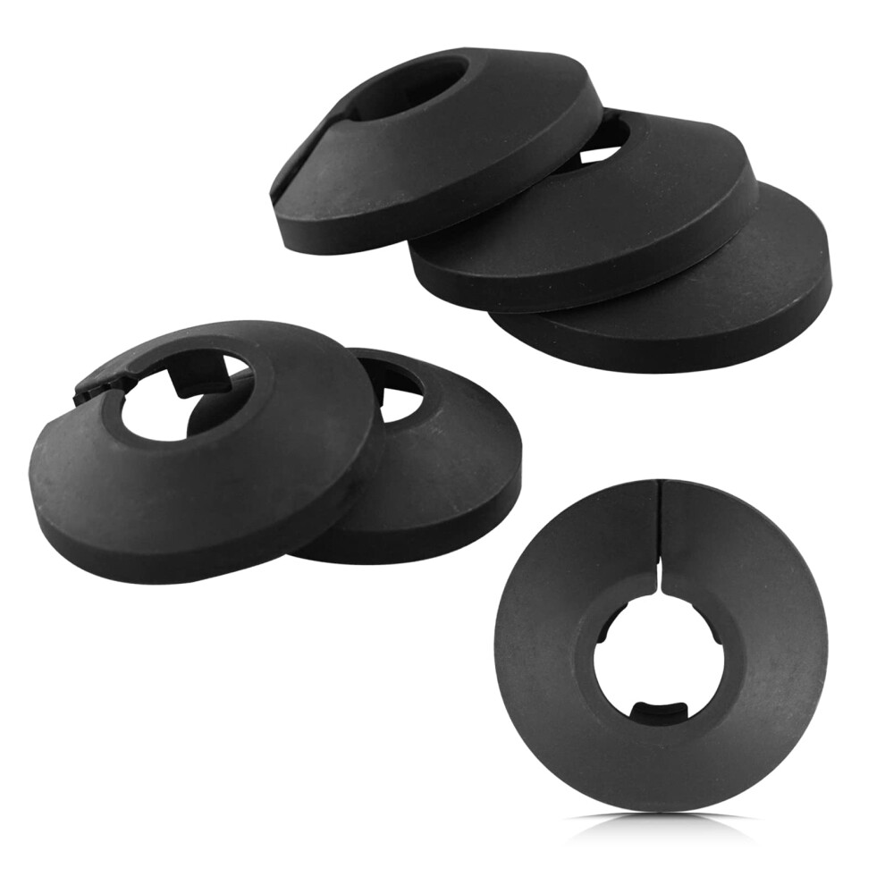 Pack Of 6,15Mm Plastic Radiator Pipe Covers Black Pipe Collars Split Plastic Lightweight Escutcheon Cover Plate For Wall Pipe Tube Decoration 5051226892042