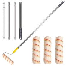 HpCuales Paint Roller Kit,Paint Roller Brush Set with 5.2FT Stainless Steel Pole and 3pcs 9Inch Roller Covers,Multi-Function Long Paint Roller Househ