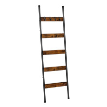 HOOBRO Blanket Ladder, Towel Rack with Hooks, Towel Ladder, 5-Tier Wall-Leaning Blanket Rack, Decorative Display Ladder Shelf, for Scarves, Bedroom