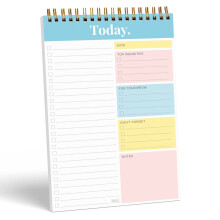 S&O Daily Planner Notepad for Productivity - 52 Page Office To Do List - Undated Coiled Note Paper Organizer