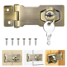 ADERTOS 4 Inch Keyed Hasp Lock Hasp and Staple with Padlock, Heavy Duty Shed Lock Door Lock Hasp Twist Knob Keyed Locking Hasp Safety Door Clasp Gate