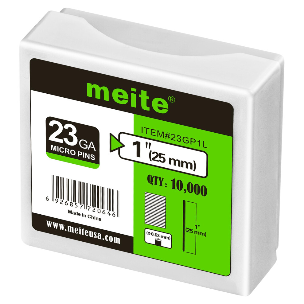 Meite 23 Gauge Pin Nails, 25 Mm Micro Headless Brad Nails For Pin Nailer - Galvanised Pins Nail Gun Nails, Ideal For Fine Woodworking And Trim Work 5051226951077