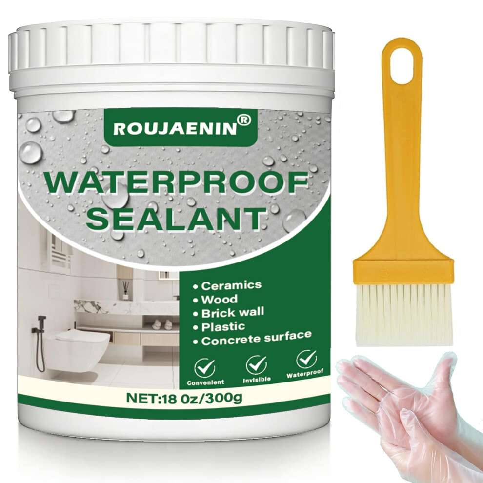 300G Clear Waterproof Sealant - Stops & Prevents Leaks Insulation Waterproof Coat - For Roof, Bathroom, Tiles, Wood, Patio Grout Sealer, Concrete 5051226908026