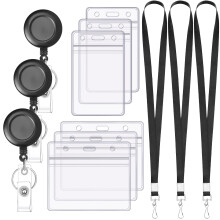 3 Set Lanyards for ID Badges Holder Retractable Badge Reel Clip with Clear Waterproof Cruise Ship ID Cards Holders