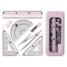 Protractor And Compass Set,Geometry Sets for Secondary School Stationery Supplies Pink Aesthetic Cute Math Kit Maths Set Kids Drawing Equipment