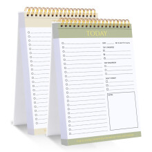 Thboxes 2 Pack To Do List Notepad, Undated Daily Planner Notebook A5 Spiral 104 Sheets Task Planner with Schedule Checklist for Work School Home