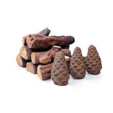 Heyfurni Ceramic Wood for Bioethanol Fireplace, 10 Pieces Smokeless Fire Logs, Gas Fireplace Logs