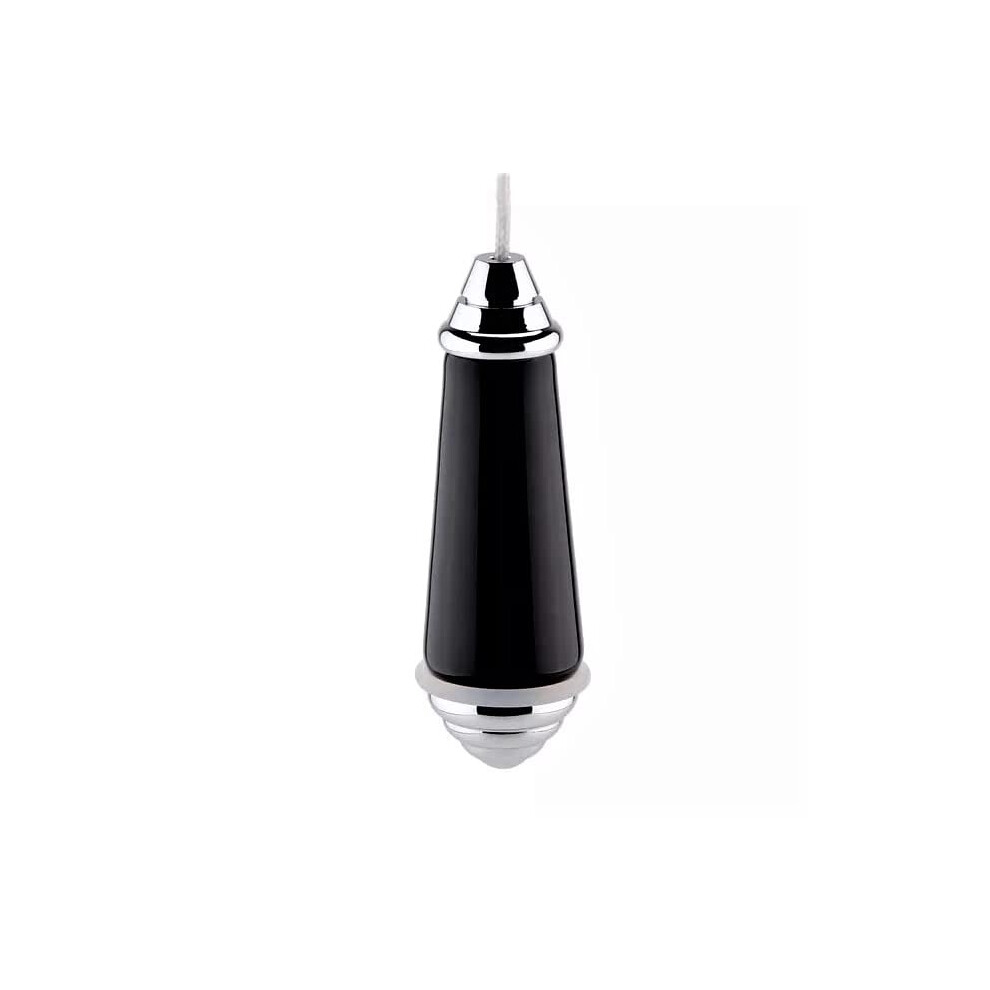 Ceramic Light Cord Pull | Puller Chrome Finish Black Porcelain | Traditional Victorian Style Blind Bathroom Weight 5051226903274