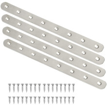 Luabue 4Pcs Flat Straight Brace Brackets Metal Brackets for Wood Stainless Steel Furniture Corner Connector Mending Plates Repair Joining Plates with
