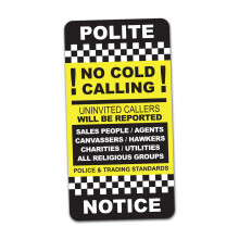 SAFESIGN No Cold Calling Vinyl Sticker for Front Door Vinyl Sign Stickers 9.5 X 5cm