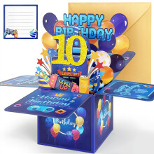 Hierein 10th Birthday Card, Pop Up 10th Birthday Cards for Boy, 3D Video Gamer Happy Birthday Card