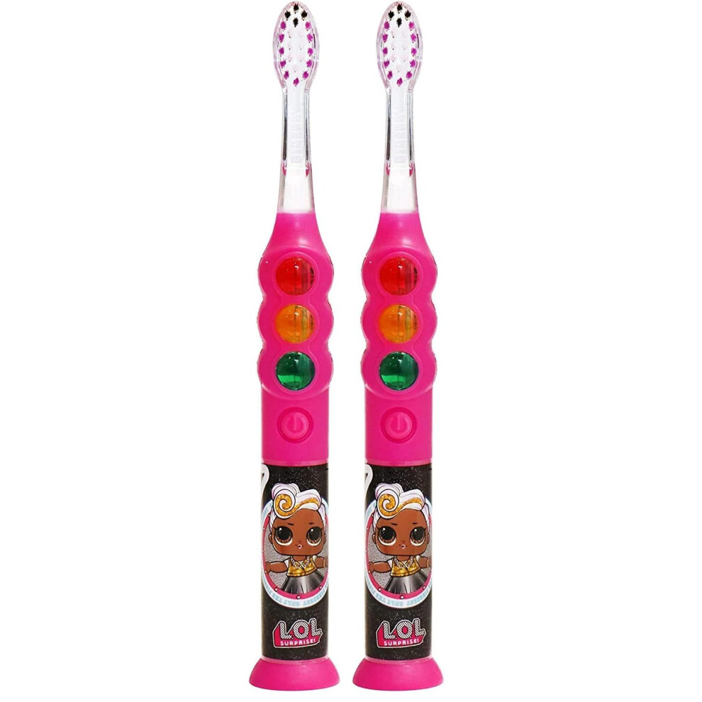 L.o.l. Surprise! Firefly Ready Go Light Up Timer Toothbrush, Premium Soft Bristles, 1 Minute Timer, Dentist Recommended, Ages 3+, 2 Pack