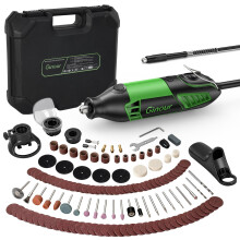 Ginour Rotary Tool Kit 200W Rotary Multi Tool 6 Variable Speed 8000-35000RPM with Keyless Chuck and Flex Shaft, 135pcs Accessories Set for DIY Craft