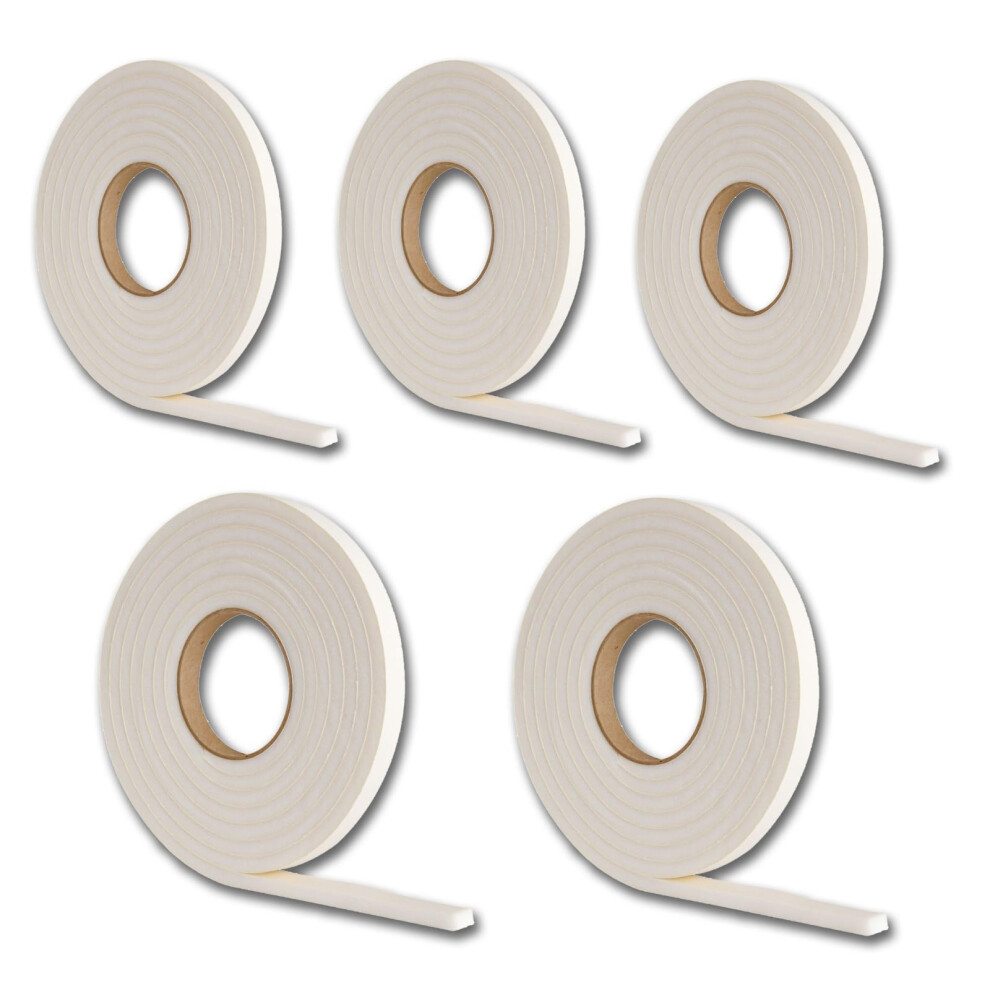 10M Draft Excluder Tape For Windows, Self Adhesive Weather Stripping Foam Tape, 2 Rolls Of 5M Draught Excluder For Doors 5051226972966