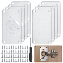 HexinYigjly 8-Piece Cabinet Hinge Repair Kit - Stainless Steel Furniture Drawer Window Plate With Screwdriver for Kitchen Cupboard